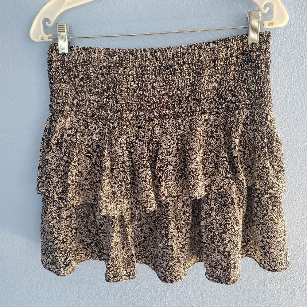 Club Monaco Black & White Flounced Mini Skirt